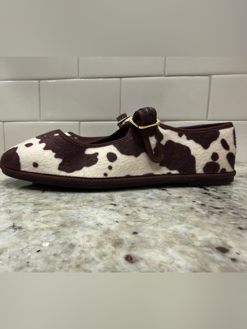 Universal Thread Brown & White Cowprint Mary Jane Shoes Size 8 NWOT or 8 1/2 NWT - Picture 6 of 16